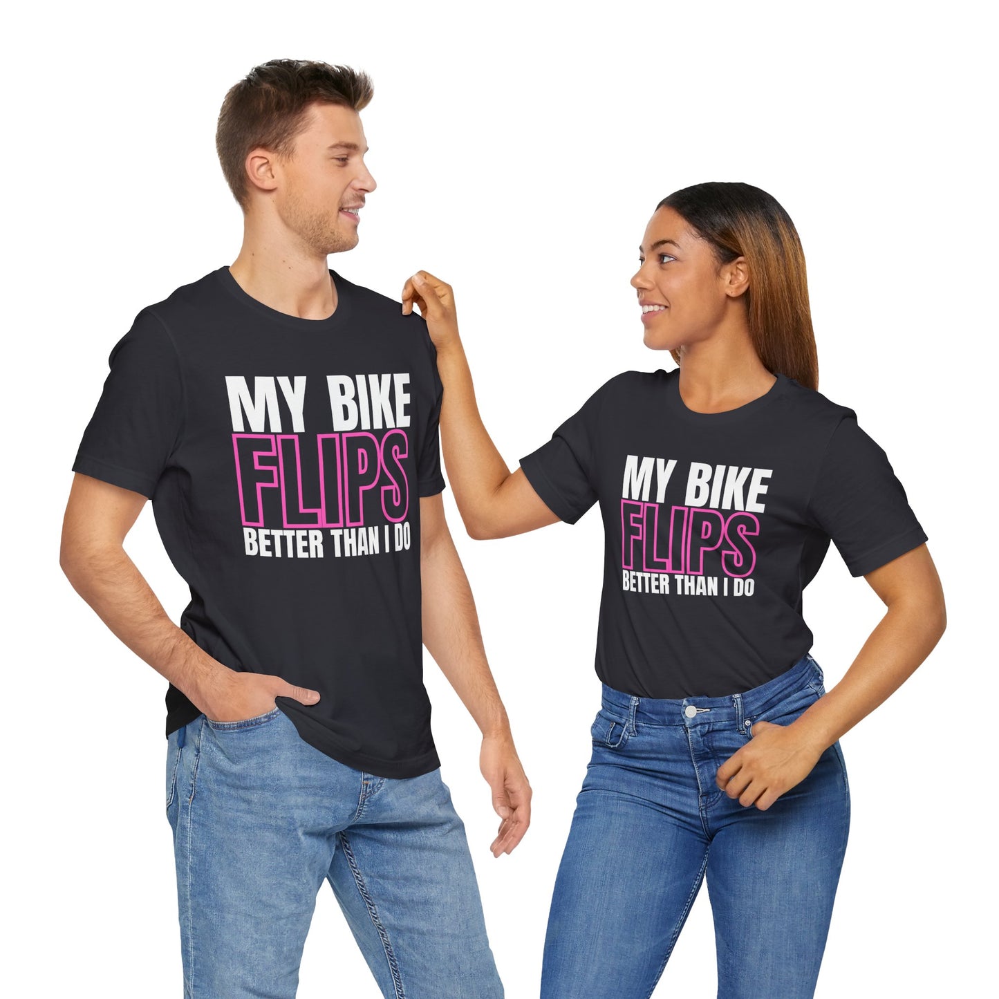 My Bike Flips Better Than I Do Trackday T-Shirt - Pink Fluo