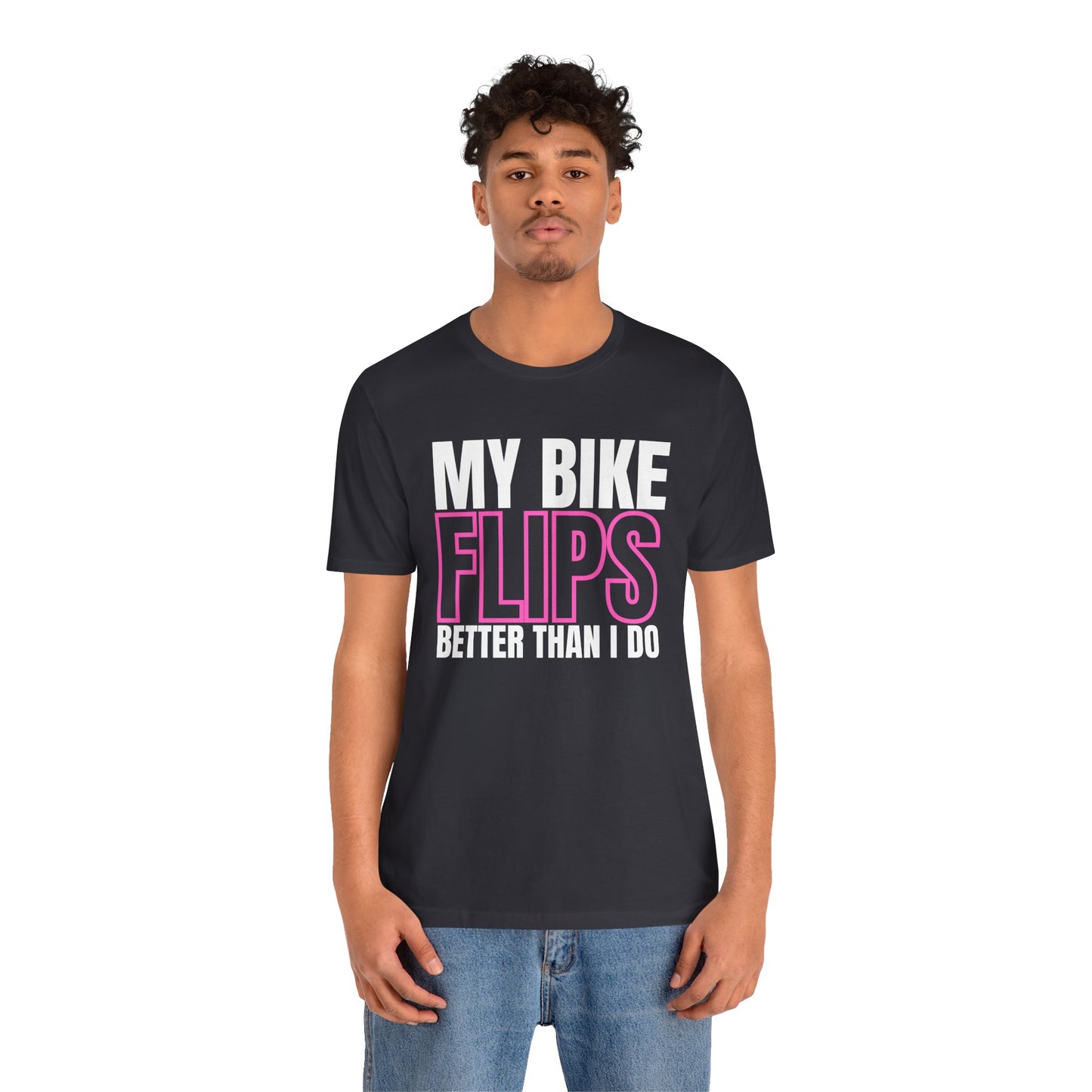My Bike Flips Better Than I Do Trackday T-Shirt - Pink Fluo